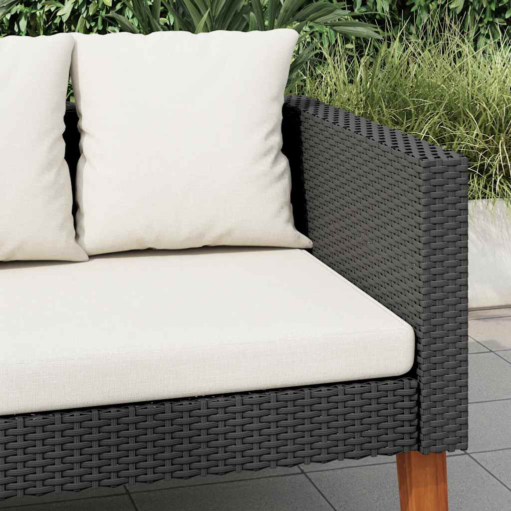Tuinbank 2-zits met kussens poly rattan zwart is nu te koop bij PeponiXL, paradijselijk wonen!