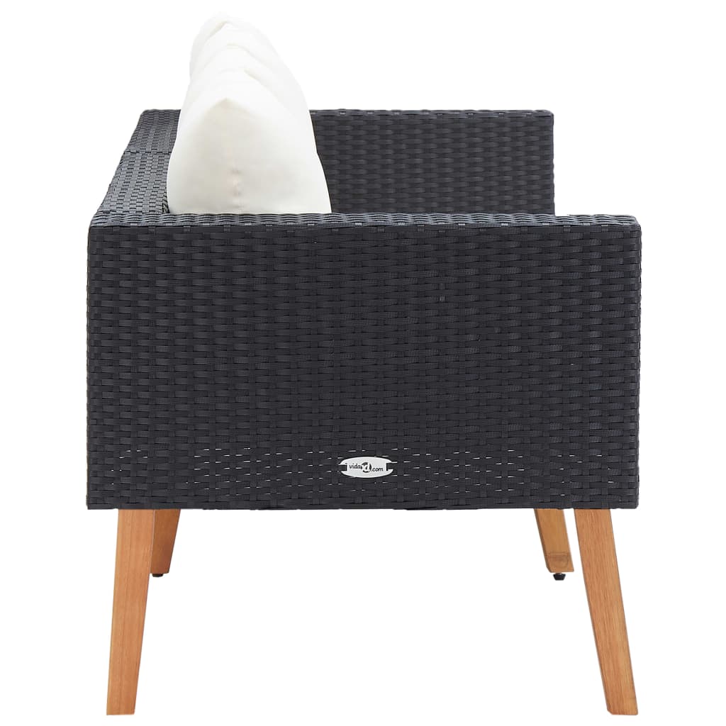 Tuinbank 2-zits met kussens poly rattan zwart is nu te koop bij PeponiXL, paradijselijk wonen!