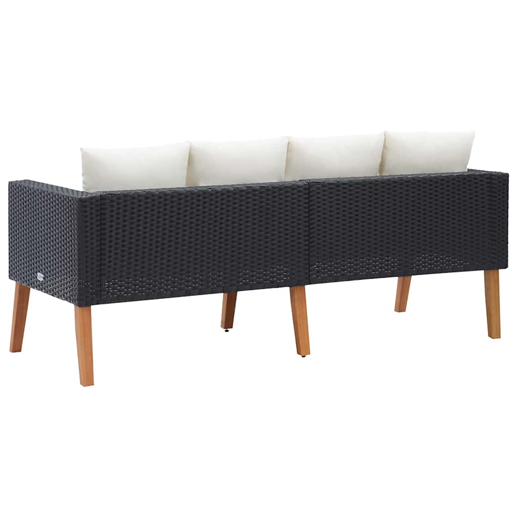 Tuinbank 2-zits met kussens poly rattan zwart is nu te koop bij PeponiXL, paradijselijk wonen!