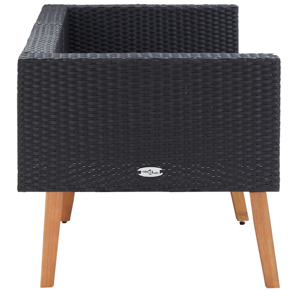Tuinbank 2-zits met kussens poly rattan zwart is nu te koop bij PeponiXL, paradijselijk wonen!