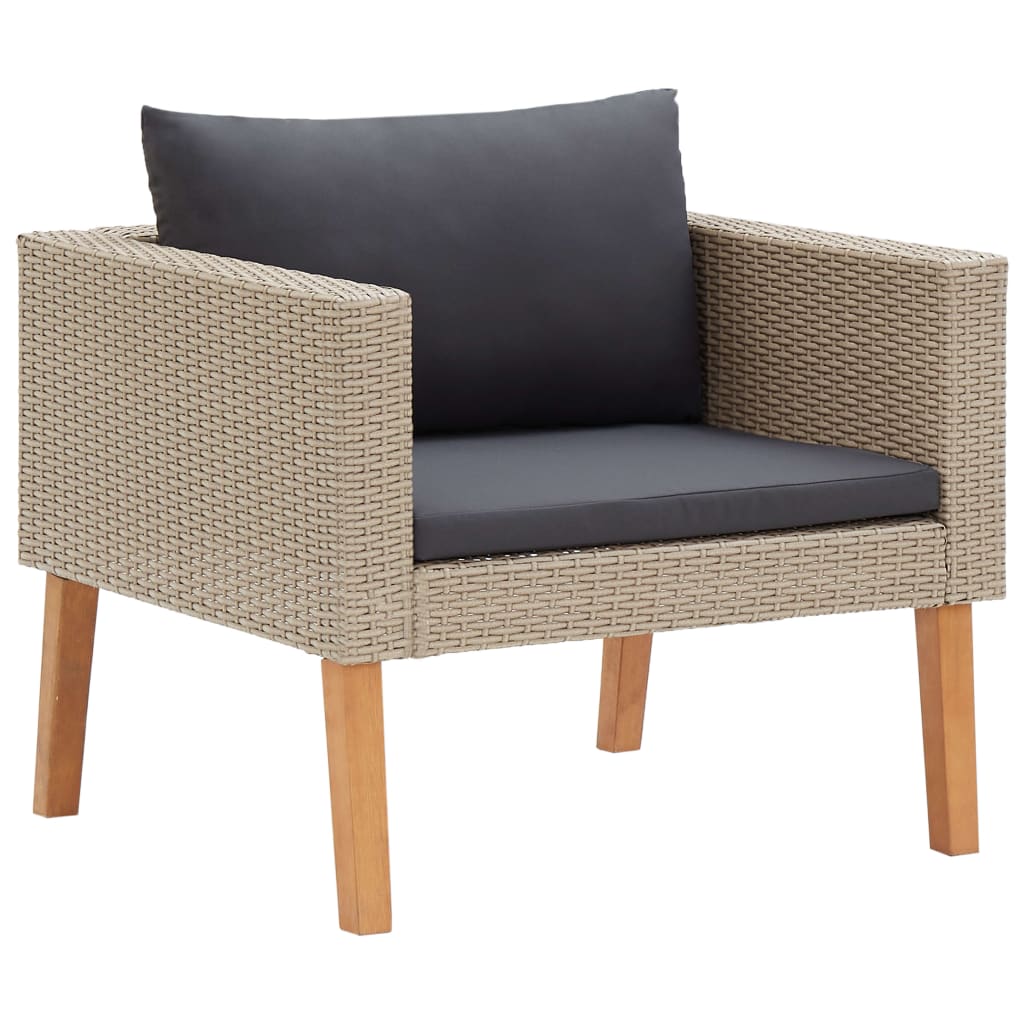 Tuinbank eenzits met kussens poly rattan beige is nu te koop bij PeponiXL, paradijselijk wonen!