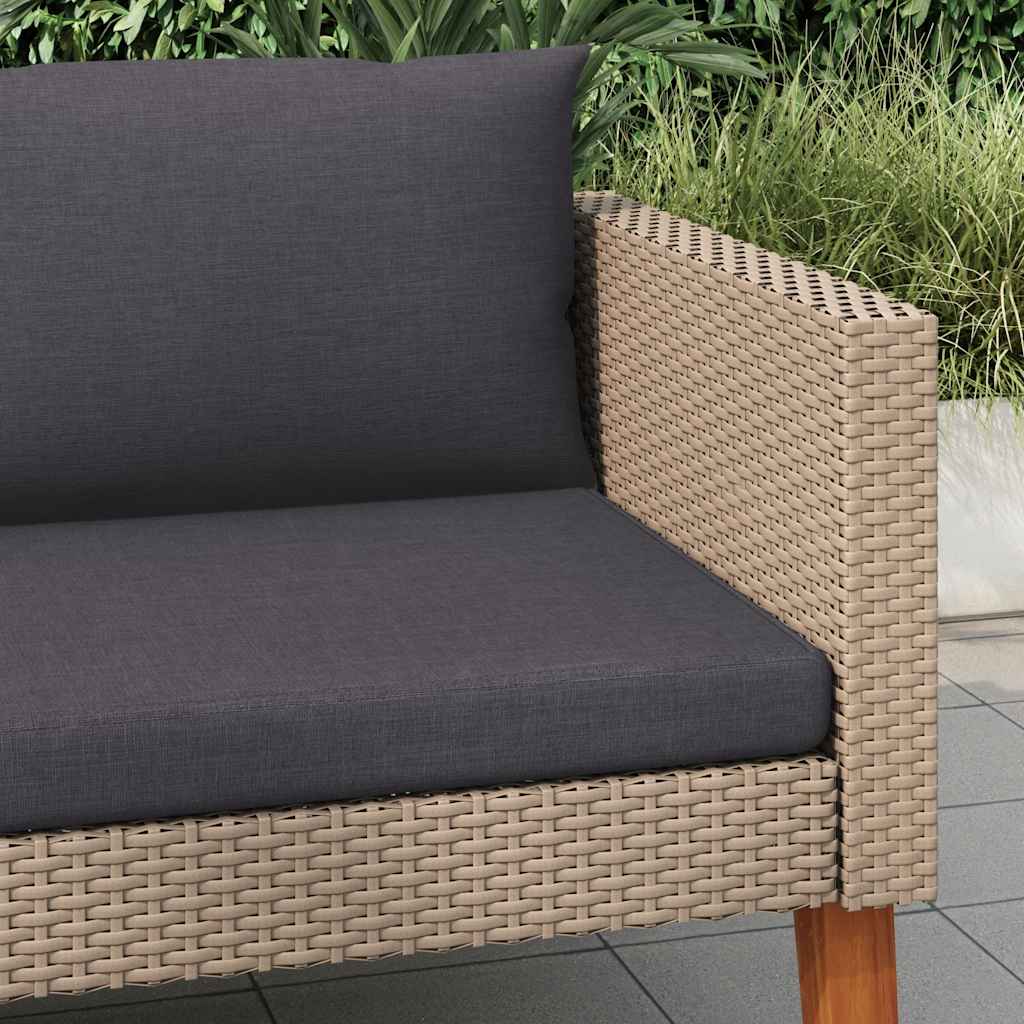 Tuinbank eenzits met kussens poly rattan beige is nu te koop bij PeponiXL, paradijselijk wonen!