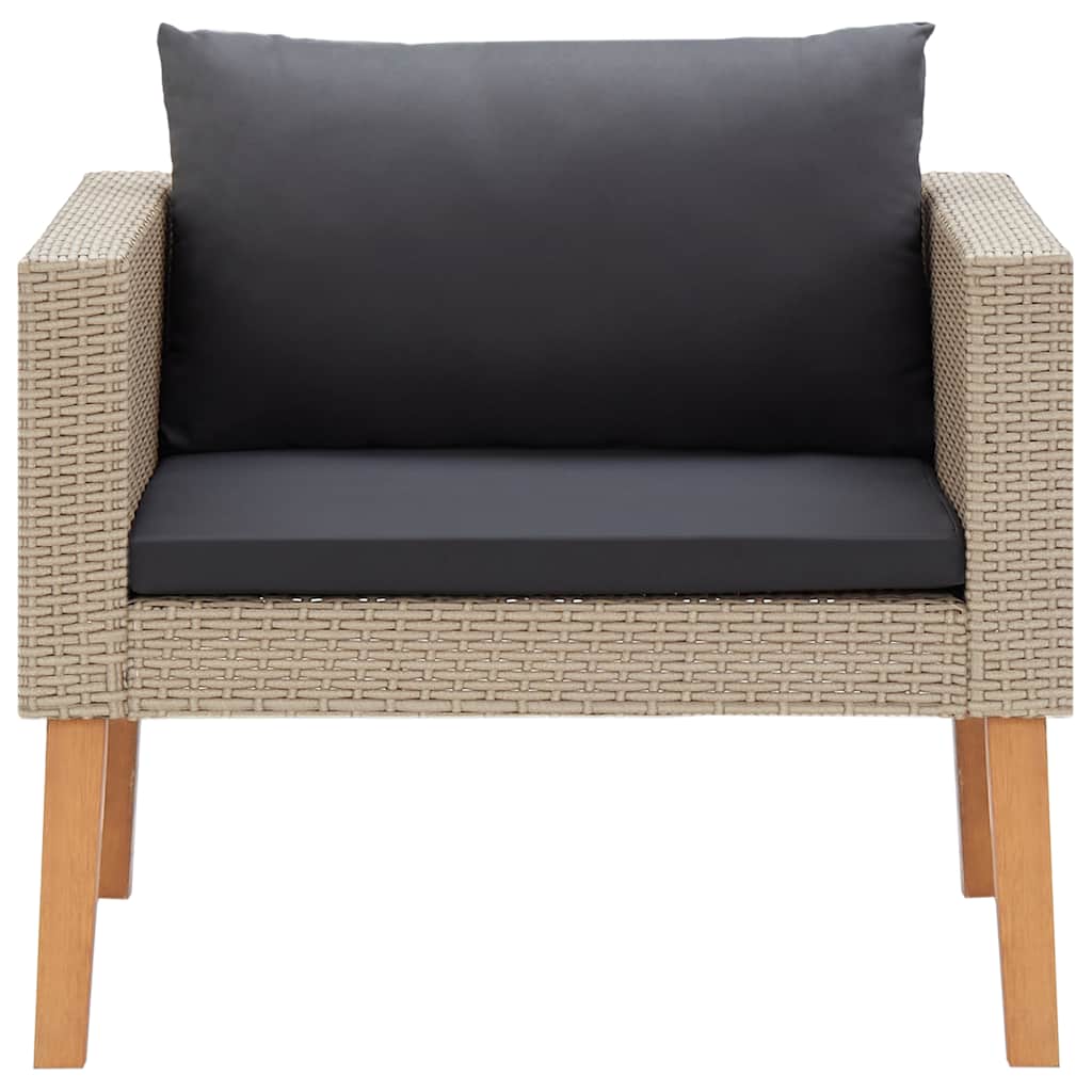 Tuinbank eenzits met kussens poly rattan beige is nu te koop bij PeponiXL, paradijselijk wonen!