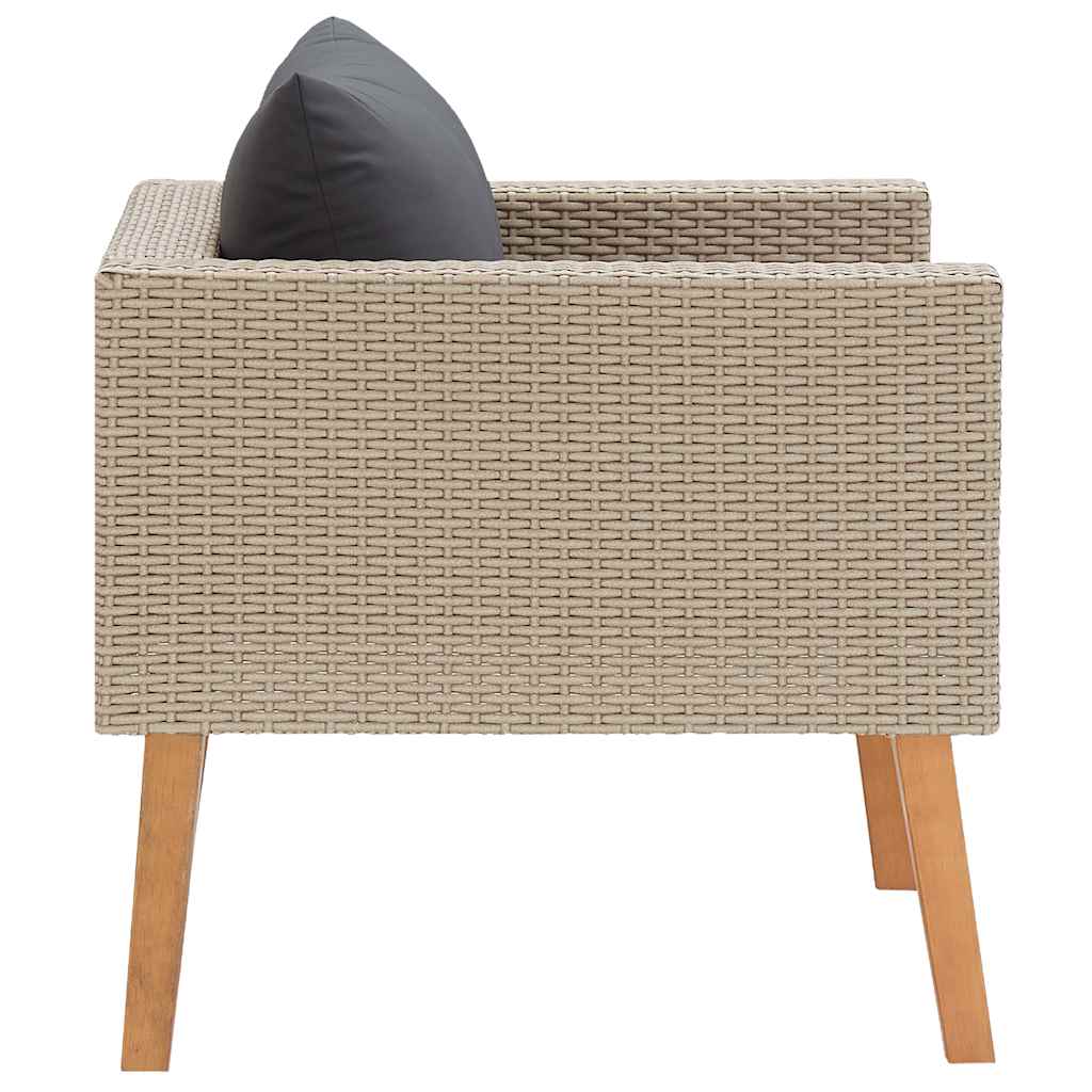 Tuinbank eenzits met kussens poly rattan beige is nu te koop bij PeponiXL, paradijselijk wonen!