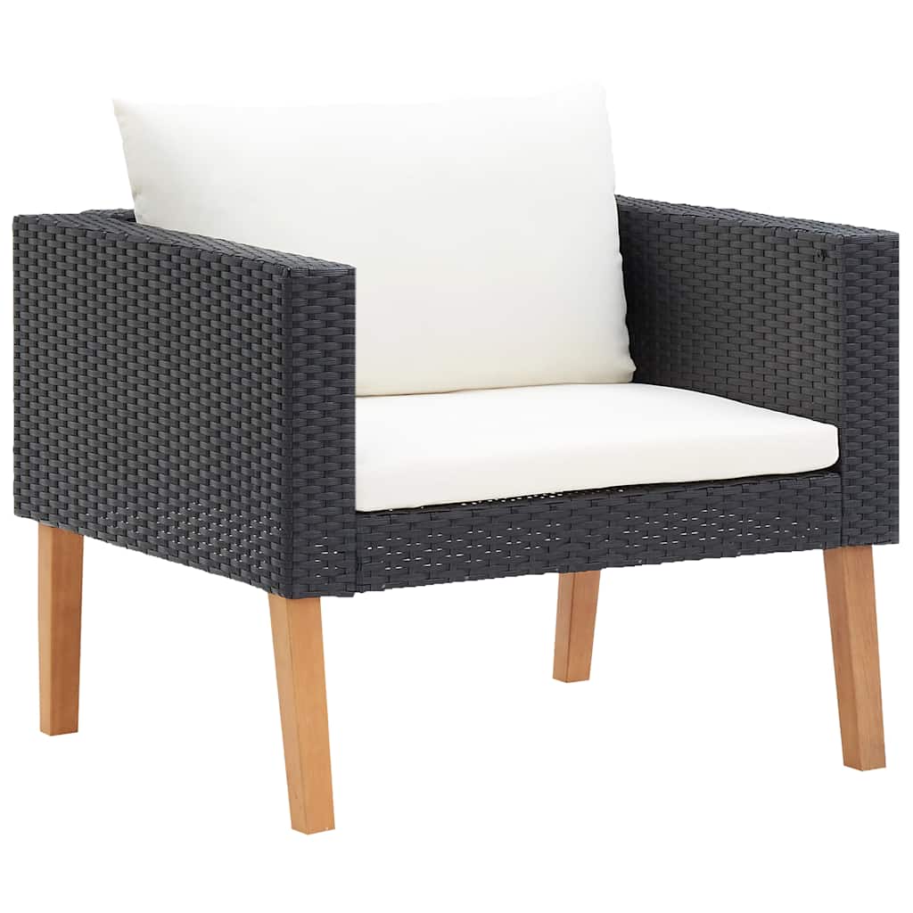 Tuinbank eenzits met kussens poly rattan zwart is nu te koop bij PeponiXL, paradijselijk wonen!