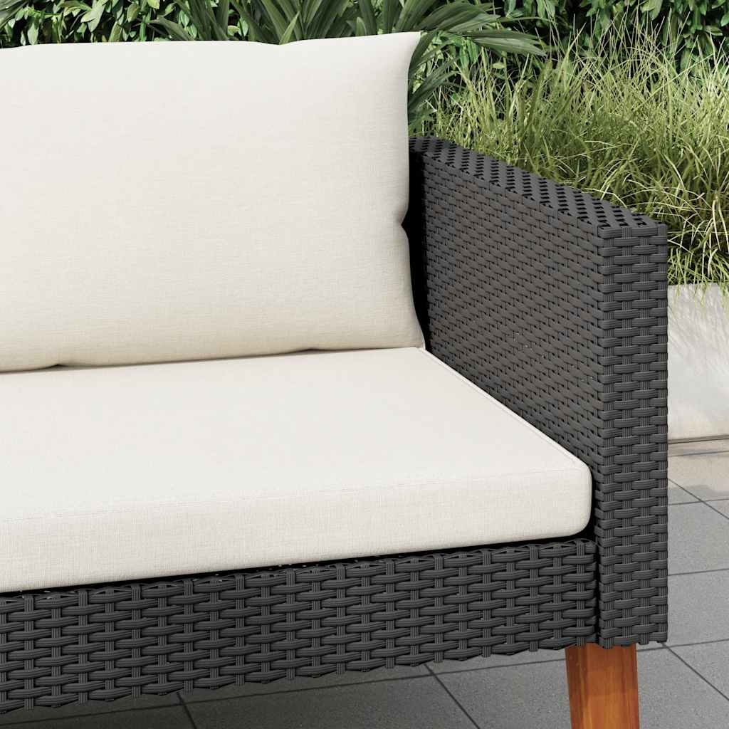 Tuinbank eenzits met kussens poly rattan zwart is nu te koop bij PeponiXL, paradijselijk wonen!