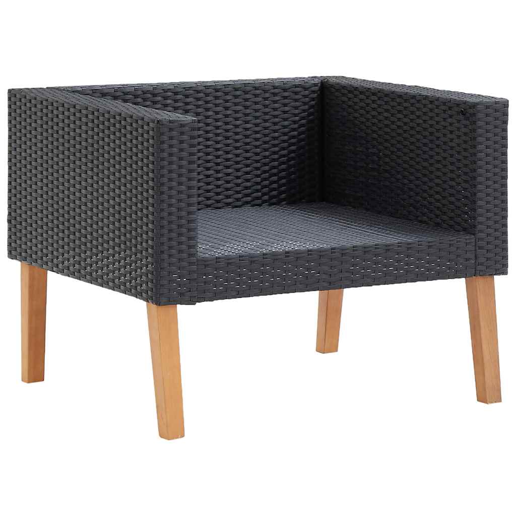Tuinbank eenzits met kussens poly rattan zwart is nu te koop bij PeponiXL, paradijselijk wonen!