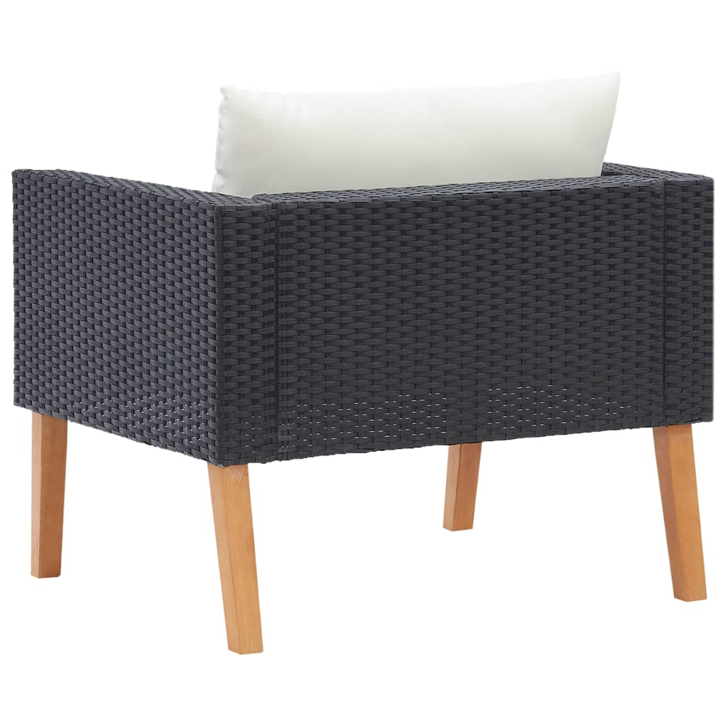 Tuinbank eenzits met kussens poly rattan zwart is nu te koop bij PeponiXL, paradijselijk wonen!