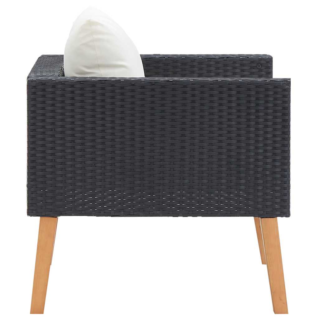 Tuinbank eenzits met kussens poly rattan zwart is nu te koop bij PeponiXL, paradijselijk wonen!