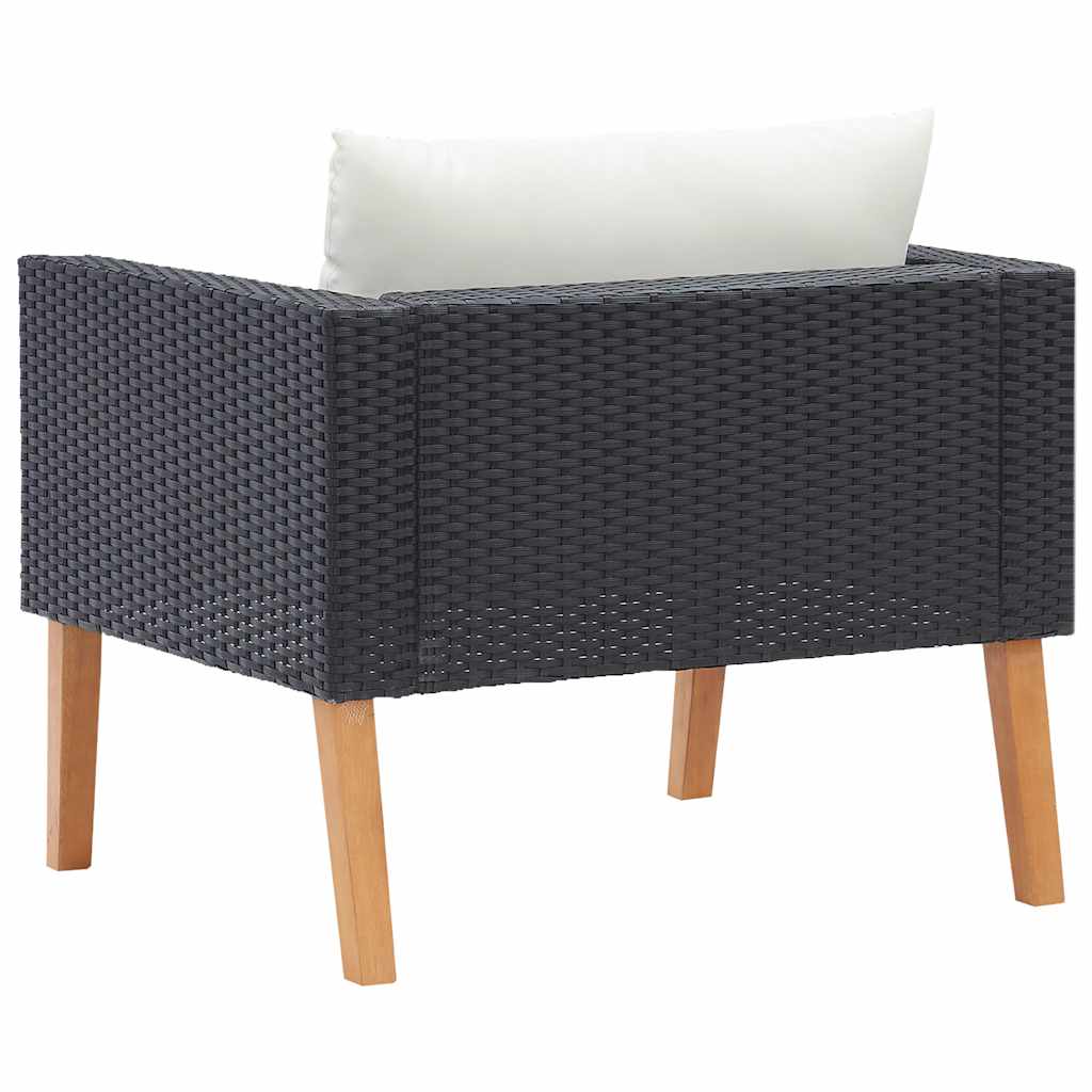 Tuinbank eenzits met kussens poly rattan zwart is nu te koop bij PeponiXL, paradijselijk wonen!
