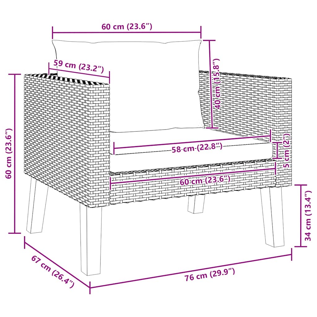 Tuinbank eenzits met kussens poly rattan zwart is nu te koop bij PeponiXL, paradijselijk wonen!