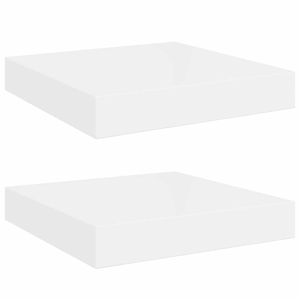 Wandschappen zwevend 2 st 23x23,5x3,8 cm MDF hoogglans wit is nu te koop bij PeponiXL, paradijselijk wonen!