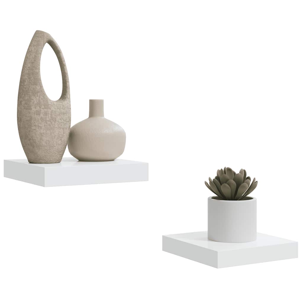 Wandschappen zwevend 2 st 23x23,5x3,8 cm MDF hoogglans wit is nu te koop bij PeponiXL, paradijselijk wonen!