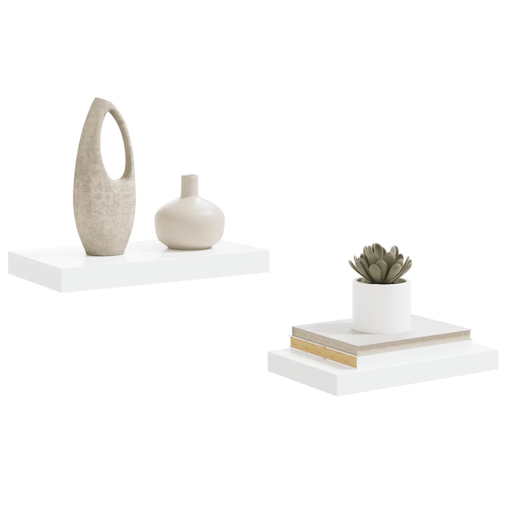 Wandschappen zwevend 2 st 40x23x3,8 cm MDF hoogglans wit is nu te koop bij PeponiXL, paradijselijk wonen!