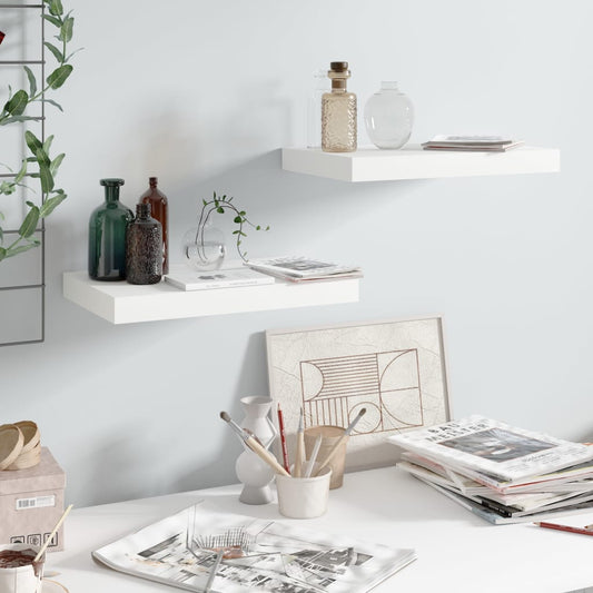 Wandschappen zwevend 2 st 40x23x3,8 cm MDF hoogglans wit is nu te koop bij PeponiXL, paradijselijk wonen!