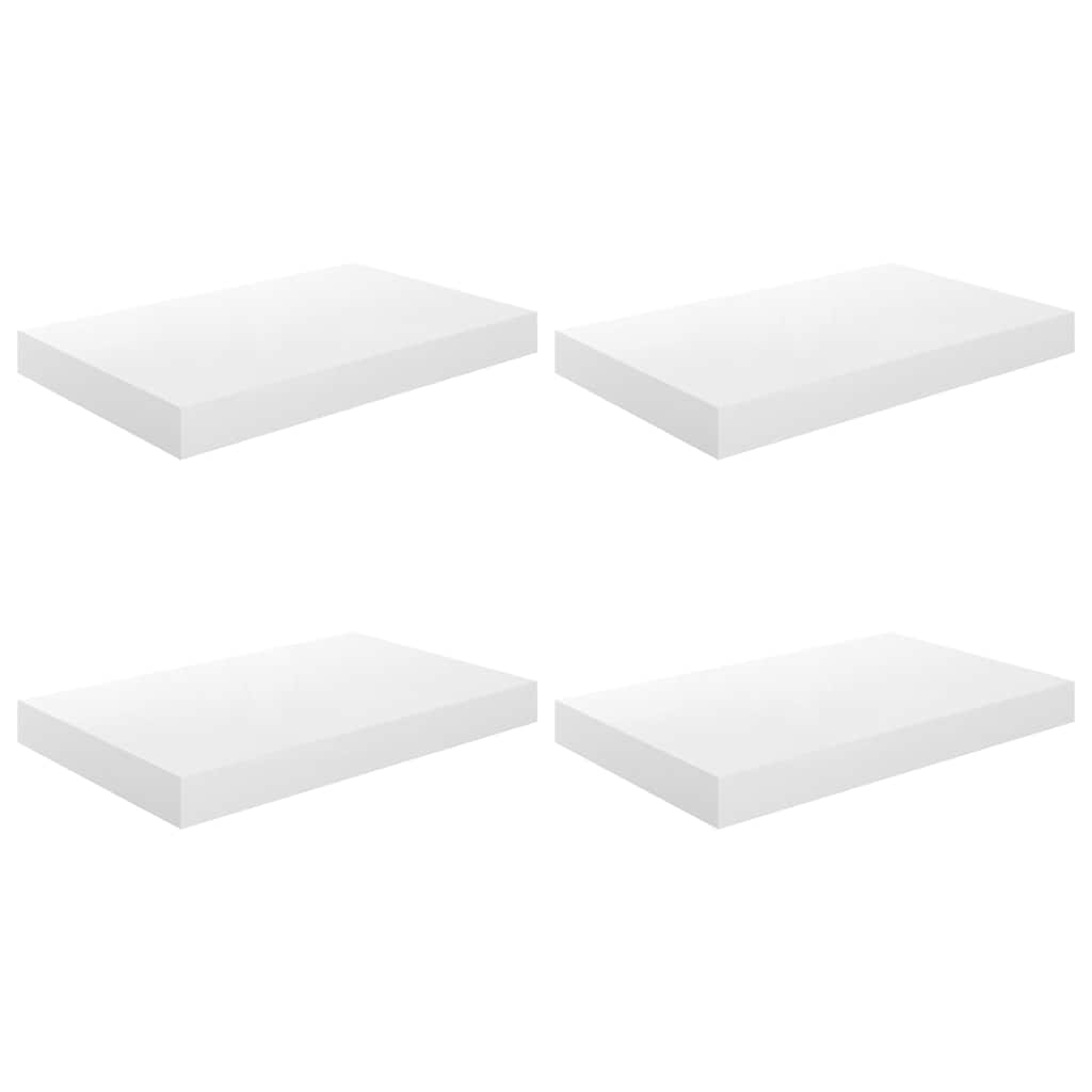 Wandschappen zwevend 4 st 40x23x3,8 cm MDF hoogglans wit is nu te koop bij PeponiXL, paradijselijk wonen!