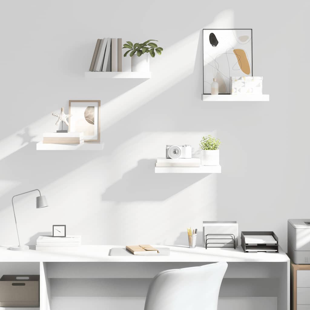 Wandschappen zwevend 4 st 40x23x3,8 cm MDF hoogglans wit is nu te koop bij PeponiXL, paradijselijk wonen!