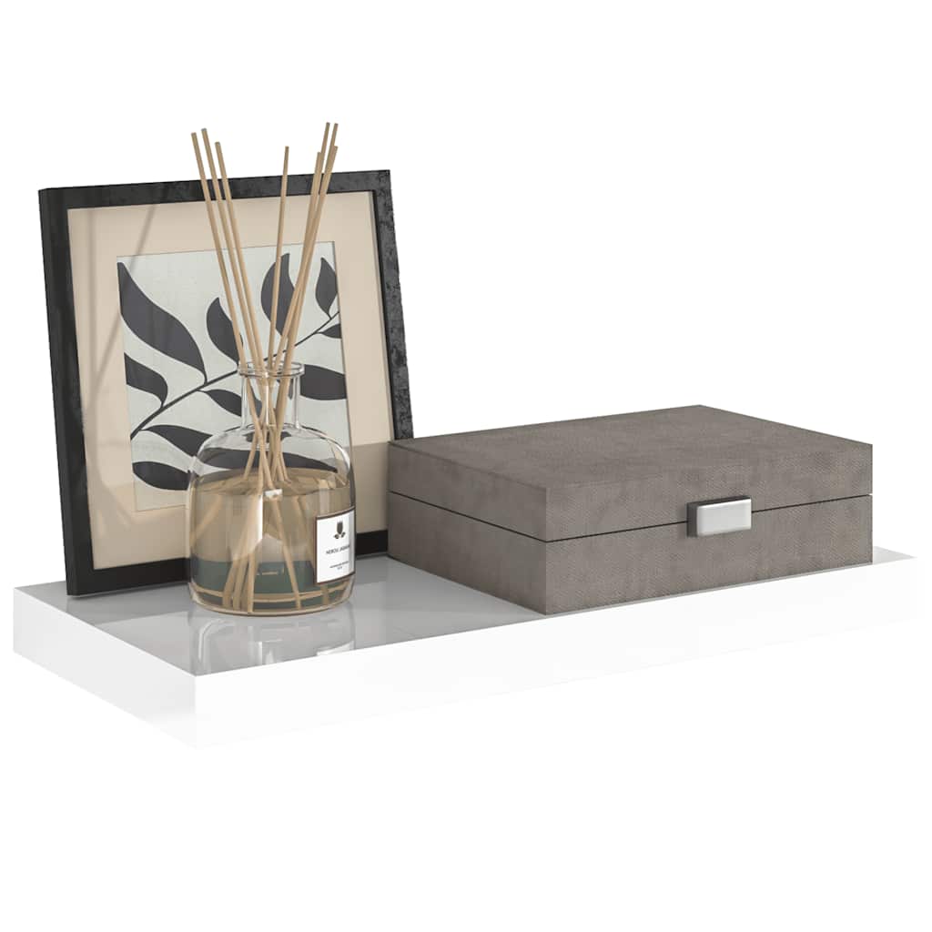 Wandschap zwevend 50x23x3,8 cm MDF hoogglans wit is nu te koop bij PeponiXL, paradijselijk wonen!