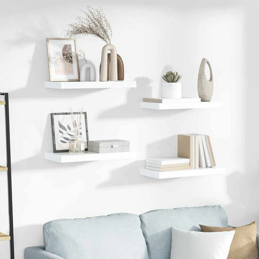 Wandschap zwevend 50x23,5x3,8 cm MDF hoogglans wit is nu te koop bij PeponiXL, paradijselijk wonen!