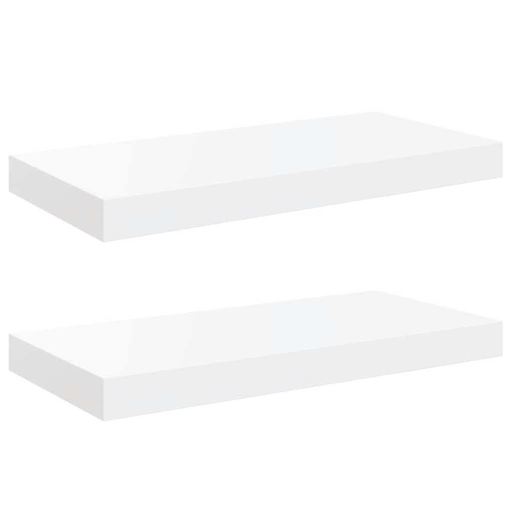 Wandschappen zwevend 2 st 50x23x3,8 cm MDF hoogglans wit is nu te koop bij PeponiXL, paradijselijk wonen!