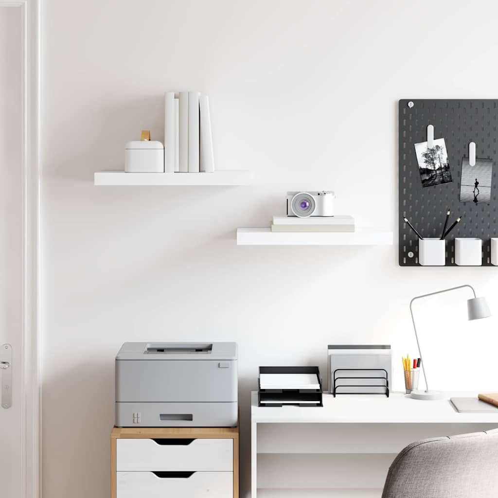 Wandschappen zwevend 2 st 50x23x3,8 cm MDF hoogglans wit is nu te koop bij PeponiXL, paradijselijk wonen!