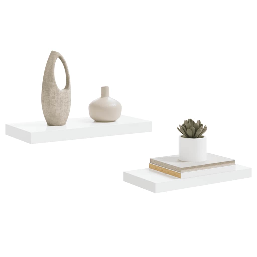 Wandschappen zwevend 2 st 50x23x3,8 cm MDF hoogglans wit is nu te koop bij PeponiXL, paradijselijk wonen!