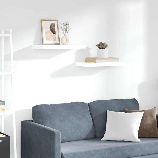 Wandschappen zwevend 2 st 50x23,5x3,8 cm MDF hoogglans wit is nu te koop bij PeponiXL, paradijselijk wonen!