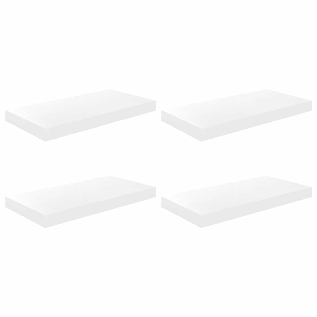 Wandschappen zwevend 4 st 50x23x3,8 cm MDF hoogglans wit is nu te koop bij PeponiXL, paradijselijk wonen!