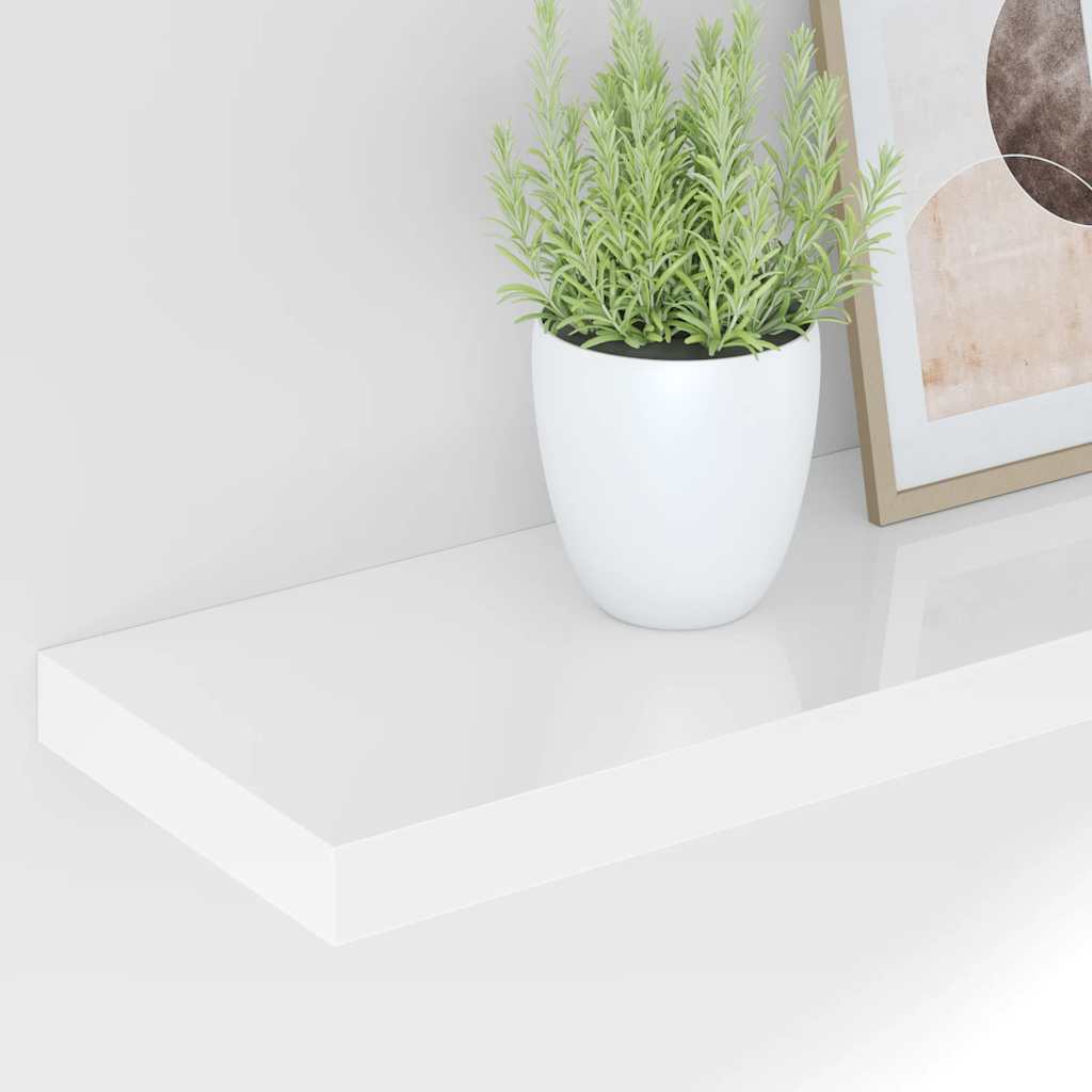 Wandschap zwevend 60x23,5x3,8 cm MDF hoogglans wit is nu te koop bij PeponiXL, paradijselijk wonen!