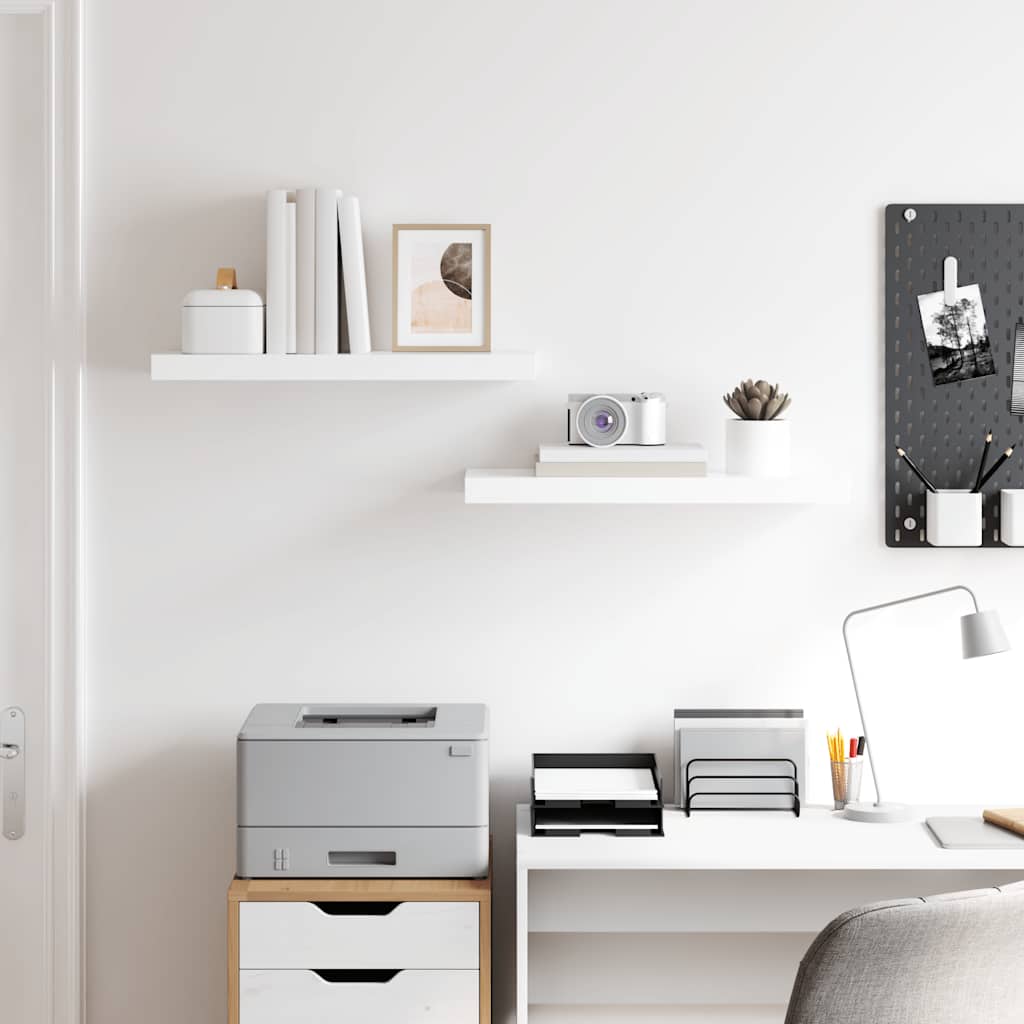 Wandschappen zwevend 2 st 60x23,5x3,8 cm MDF hoogglans wit is nu te koop bij PeponiXL, paradijselijk wonen!