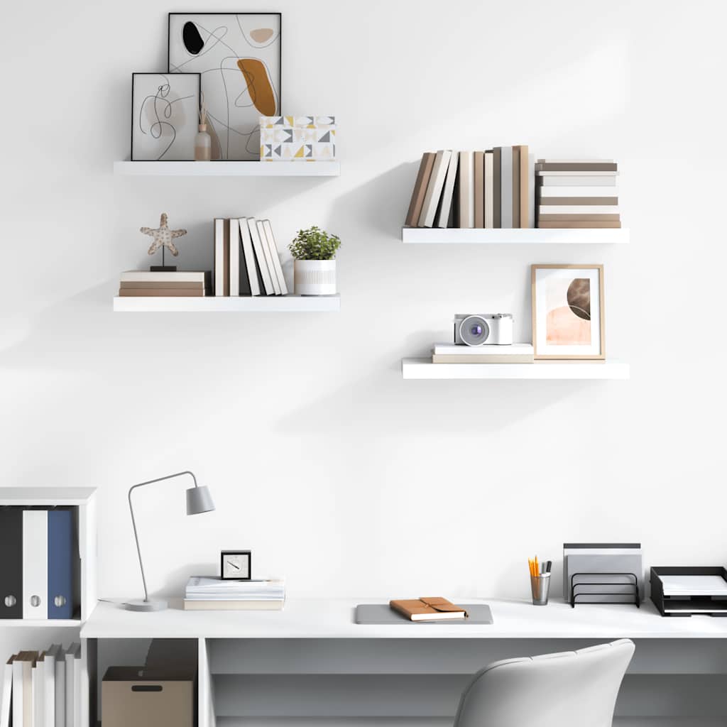Wandschappen zwevend 4 st 60x23,5x3,8 cm MDF hoogglans wit is nu te koop bij PeponiXL, paradijselijk wonen!