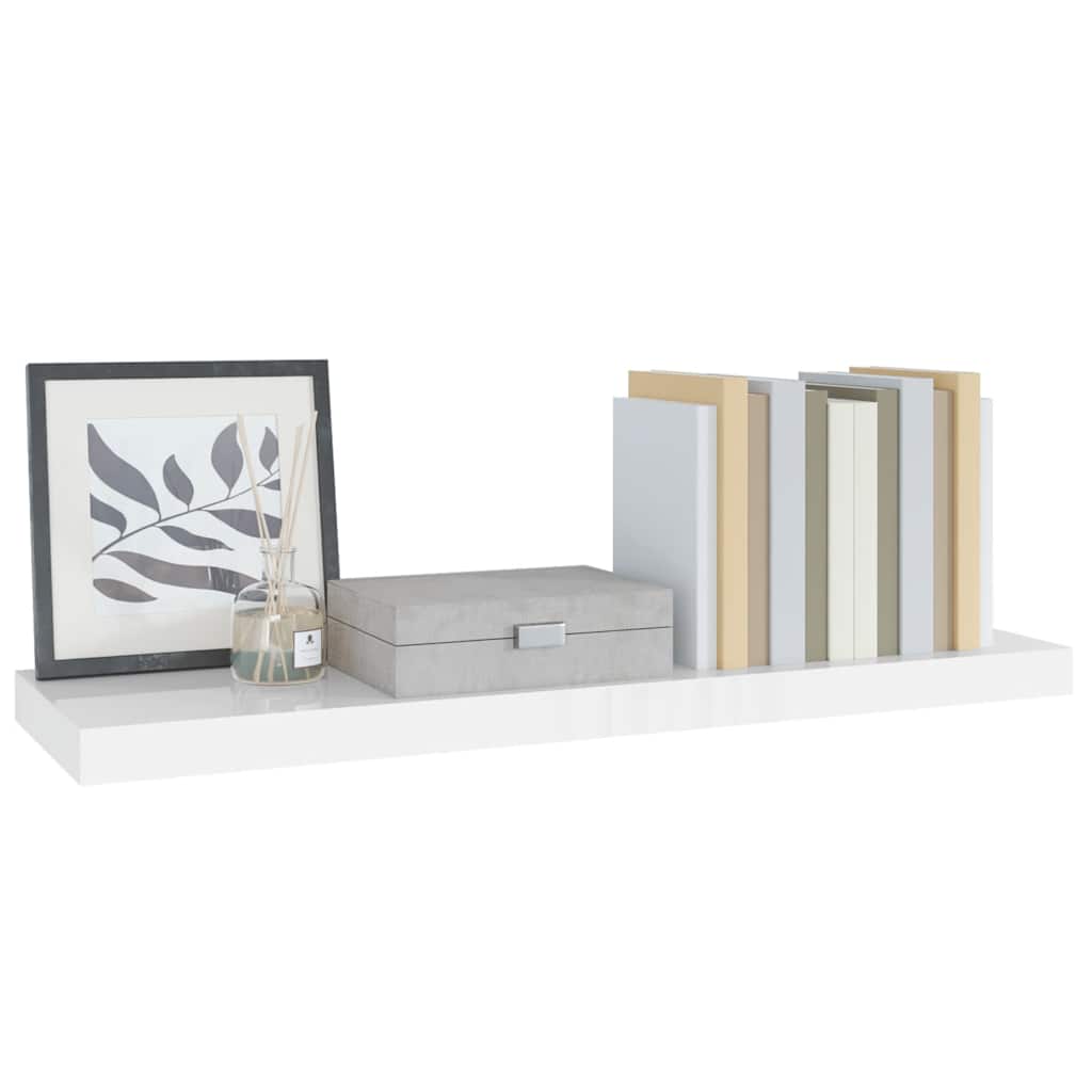 Wandschap zwevend 80x23,5x3,8 cm MDF hoogglans wit is nu te koop bij PeponiXL, paradijselijk wonen!
