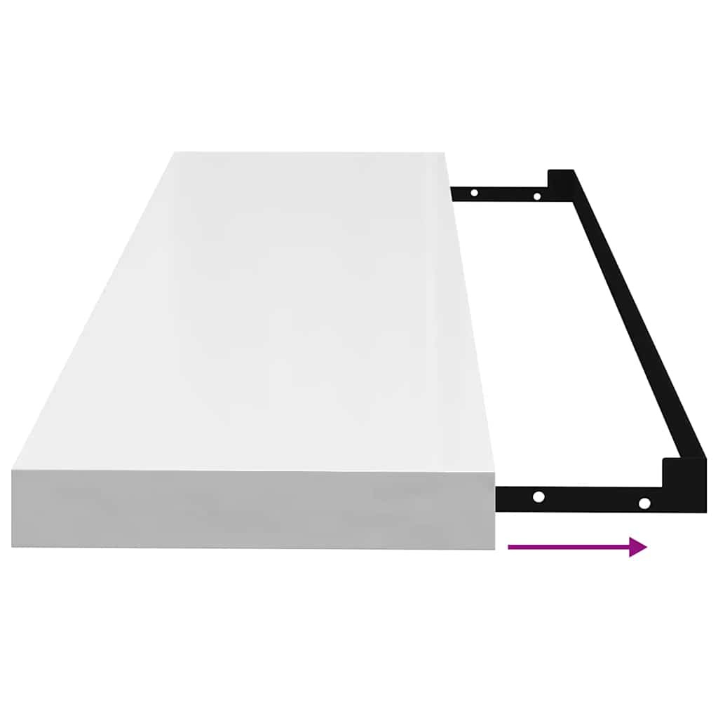 Wandschap zwevend 80x23,5x3,8 cm MDF hoogglans wit is nu te koop bij PeponiXL, paradijselijk wonen!