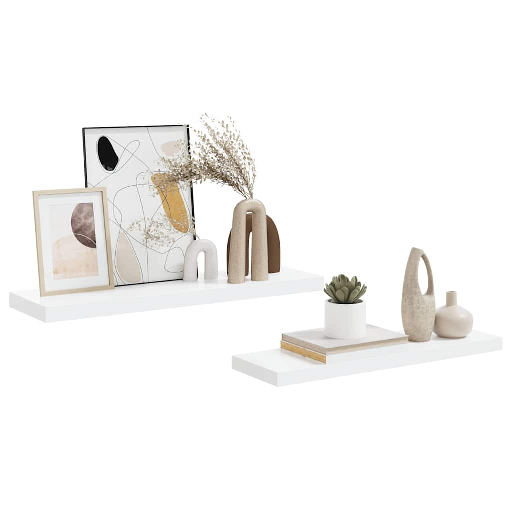 Wandschappen zwevend 2 st 80x23,5x3,8 cm MDF hoogglans wit is nu te koop bij PeponiXL, paradijselijk wonen!
