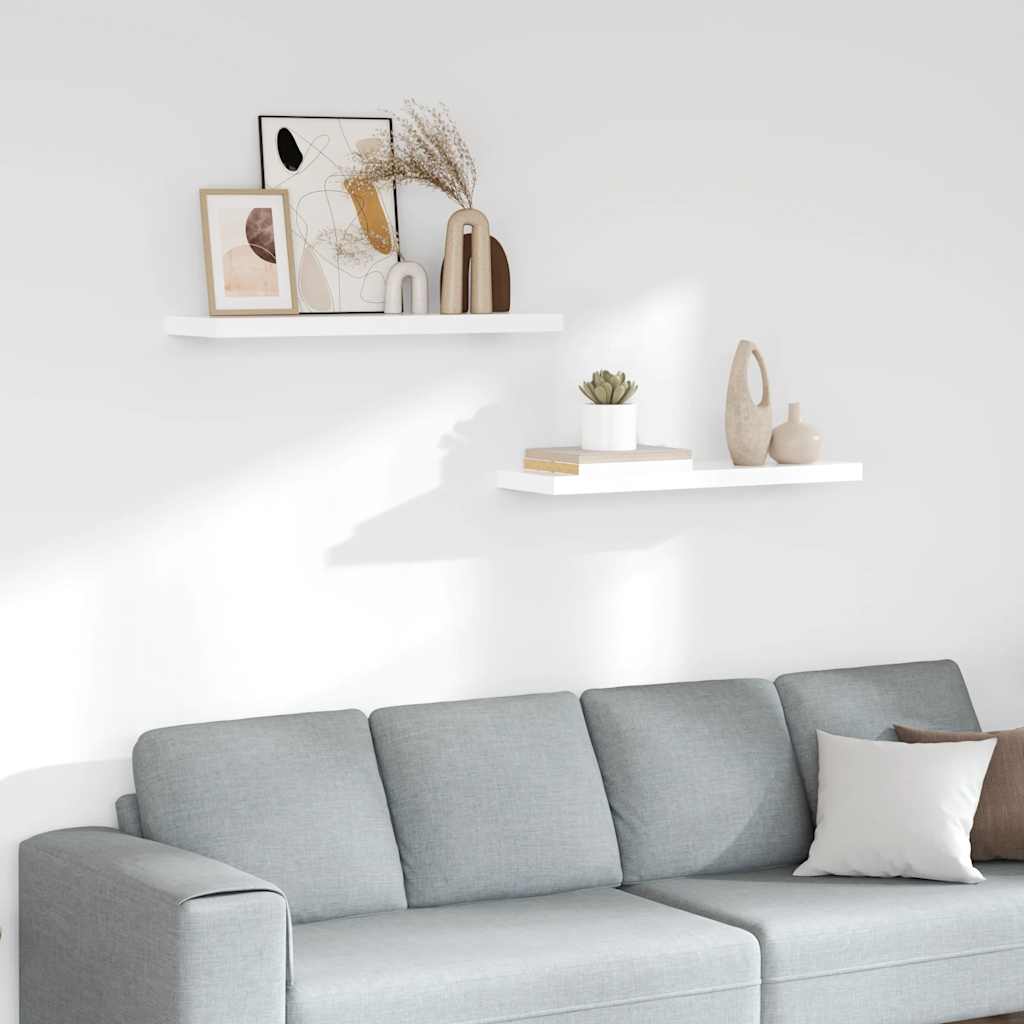 Wandschappen zwevend 2 st 80x23,5x3,8 cm MDF hoogglans wit is nu te koop bij PeponiXL, paradijselijk wonen!
