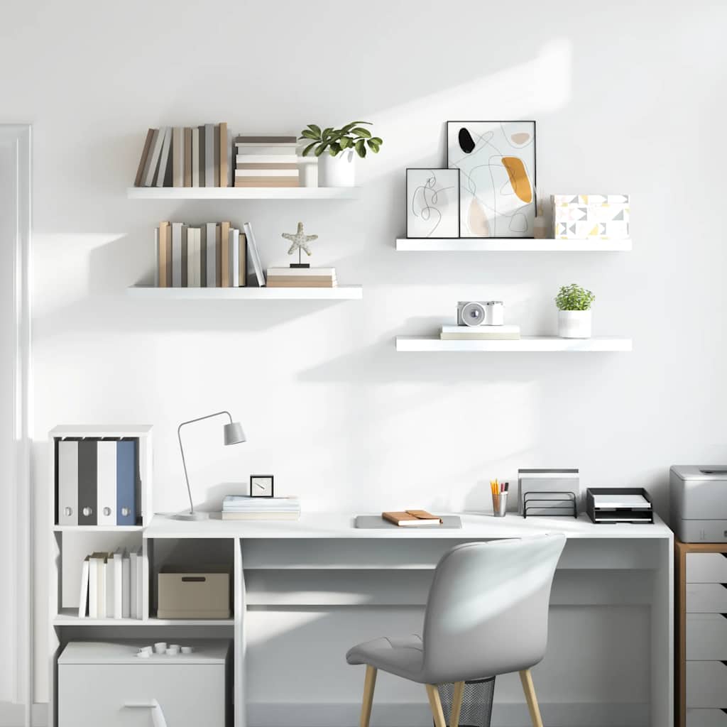 Wandschappen zwevend 4 st 80x23,5x3,8 cm MDF hoogglans wit is nu te koop bij PeponiXL, paradijselijk wonen!