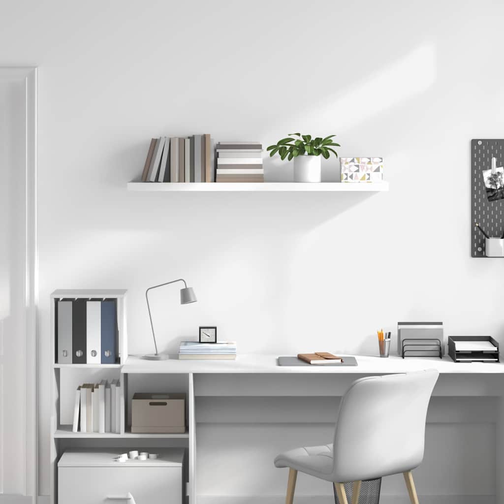 Wandschap zwevend 120x23,5x3,8 cm MDF hoogglans wit is nu te koop bij PeponiXL, paradijselijk wonen!