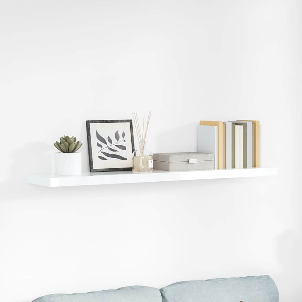 Wandschap zwevend 120x23,5x3,8 cm MDF hoogglans wit is nu te koop bij PeponiXL, paradijselijk wonen!