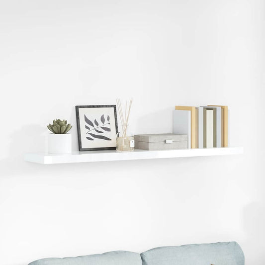 Wandschap zwevend 120x23,5x3,8 cm MDF hoogglans wit is nu te koop bij PeponiXL, paradijselijk wonen!