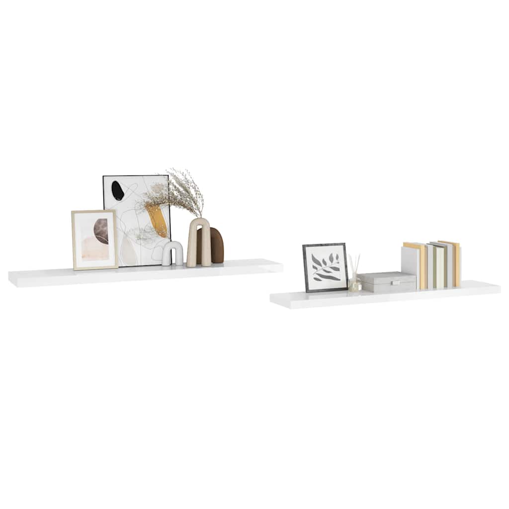 Wandschappen zwevend 2 st 120x23,5x3,8 cm MDF hoogglans wit is nu te koop bij PeponiXL, paradijselijk wonen!