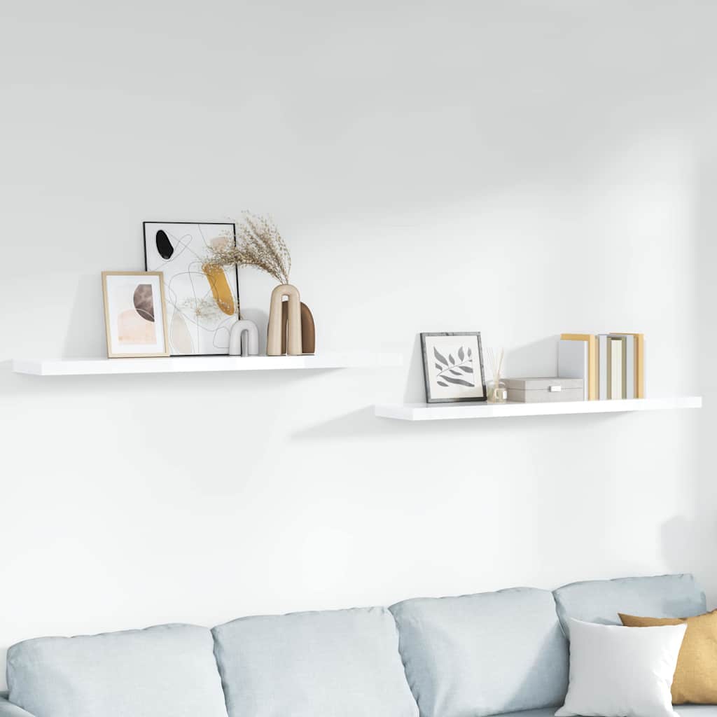 Wandschappen zwevend 2 st 120x23,5x3,8 cm MDF hoogglans wit is nu te koop bij PeponiXL, paradijselijk wonen!