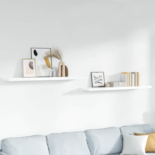 Wandschappen zwevend 2 st 120x23,5x3,8 cm MDF hoogglans wit is nu te koop bij PeponiXL, paradijselijk wonen!