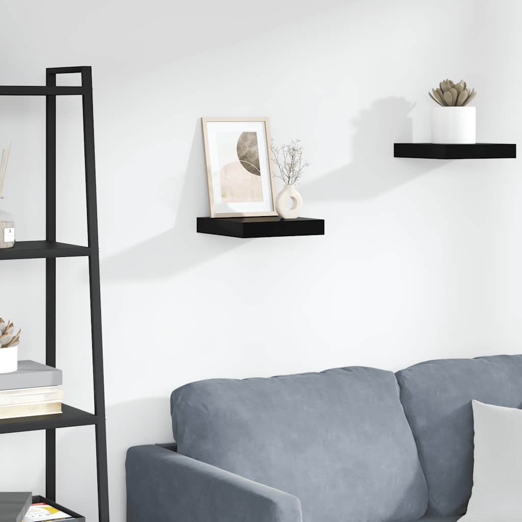 Wandschap zwevend 23x23,5x3,8 cm MDF hoogglans zwart is nu te koop bij PeponiXL, paradijselijk wonen!