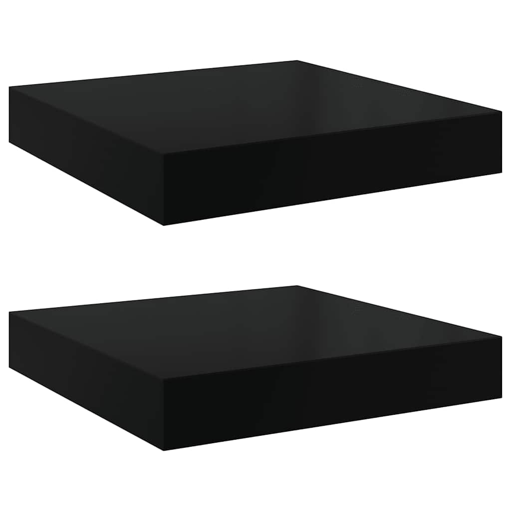 Wandschappen zwevend 2 st 23x23,5x3,8 cm MDF hoogglans zwart is nu te koop bij PeponiXL, paradijselijk wonen!