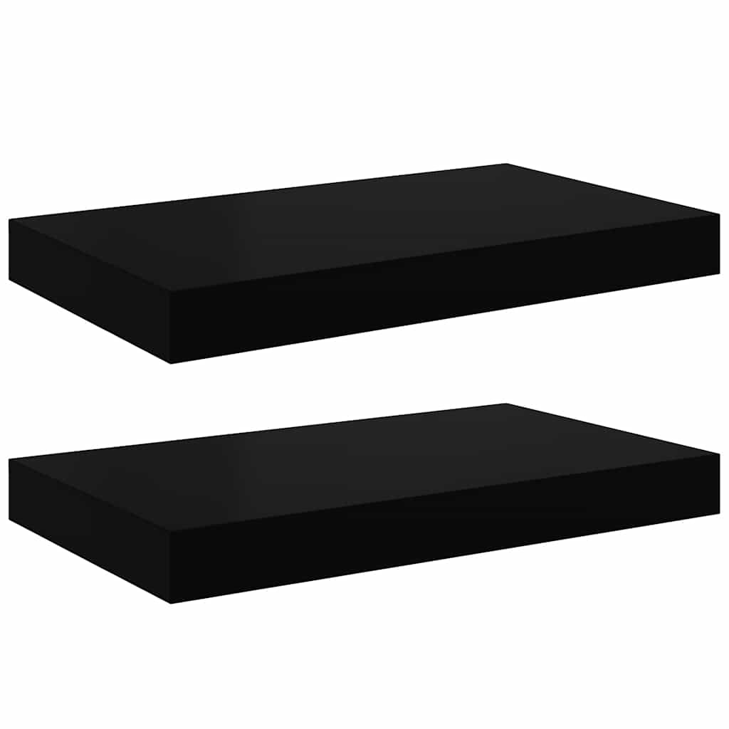 Wandschappen zwevend 2 st 40x23x3,8 cm MDF hoogglans zwart is nu te koop bij PeponiXL, paradijselijk wonen!