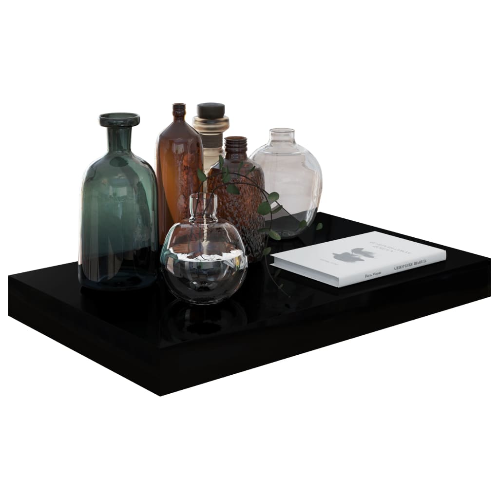 Wandschappen zwevend 2 st 40x23x3,8 cm MDF hoogglans zwart is nu te koop bij PeponiXL, paradijselijk wonen!