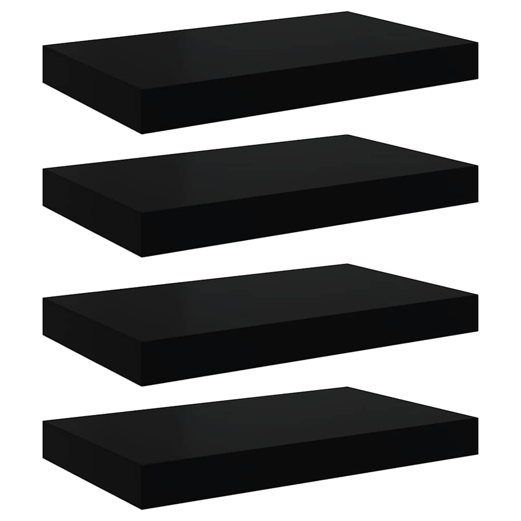 Wandschappen zwevend 4 st 40x23x3,8 cm MDF hoogglans zwart is nu te koop bij PeponiXL, paradijselijk wonen!