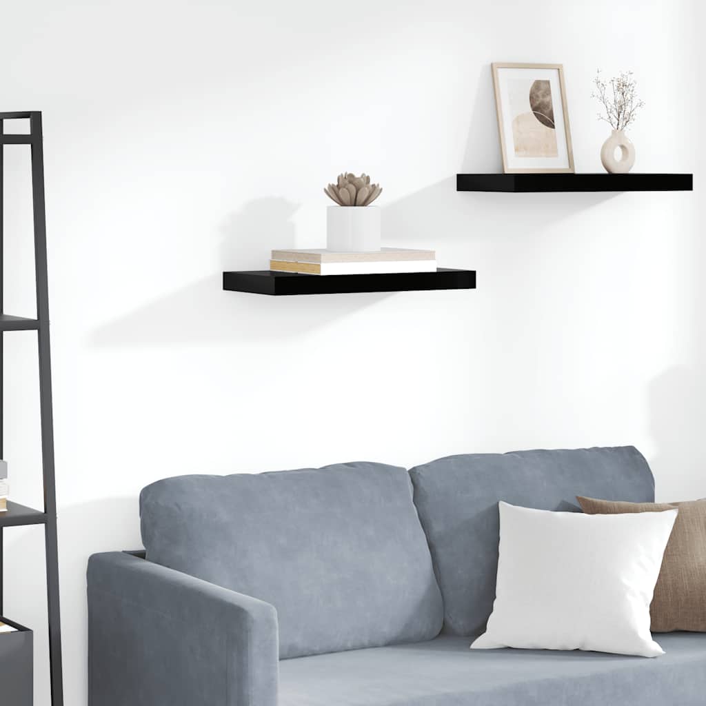 Wandschap zwevend 50x23x3,8 cm MDF hoogglans zwart is nu te koop bij PeponiXL, paradijselijk wonen!