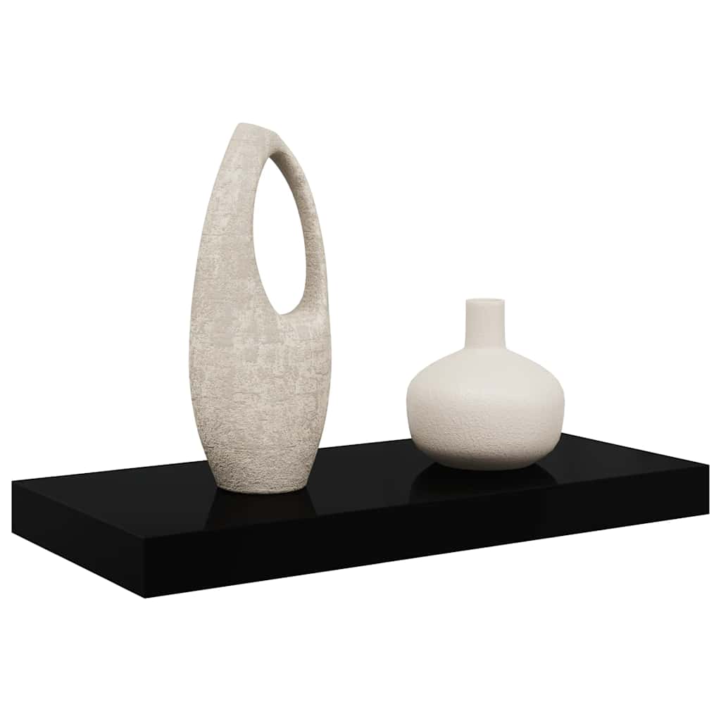 Wandschap zwevend 50x23x3,8 cm MDF hoogglans zwart is nu te koop bij PeponiXL, paradijselijk wonen!