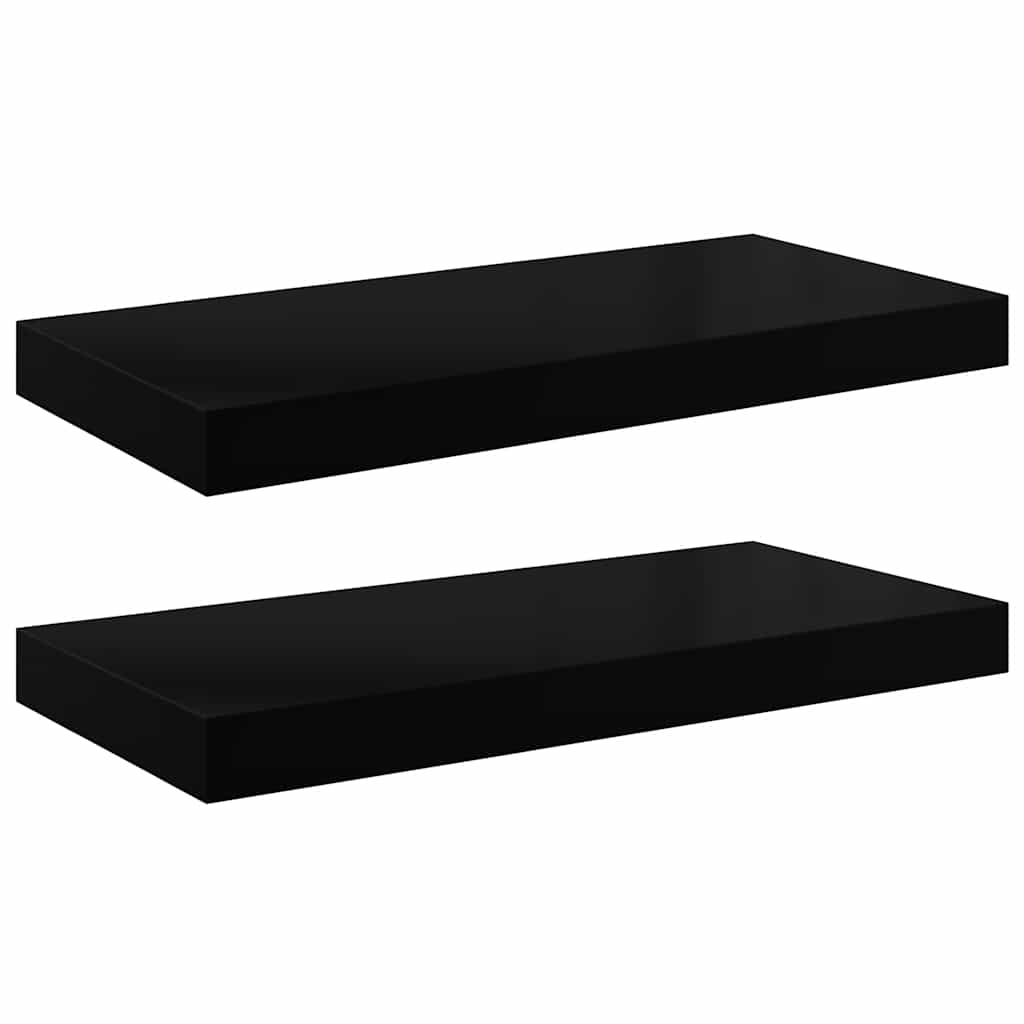 Wandschappen zwevend 2 st 50x23,5x3,8 cm MDF hoogglans zwart is nu te koop bij PeponiXL, paradijselijk wonen!